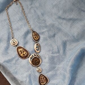 Statement Silver-Plated Leopard Print Rhinestone Necklace